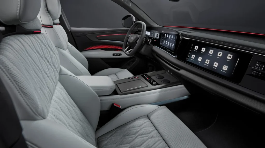 Audi Q9 interior reveal previews Audi’s new luxury SUV with Quattro, leather seats, powered doors and a massive panoramic roof