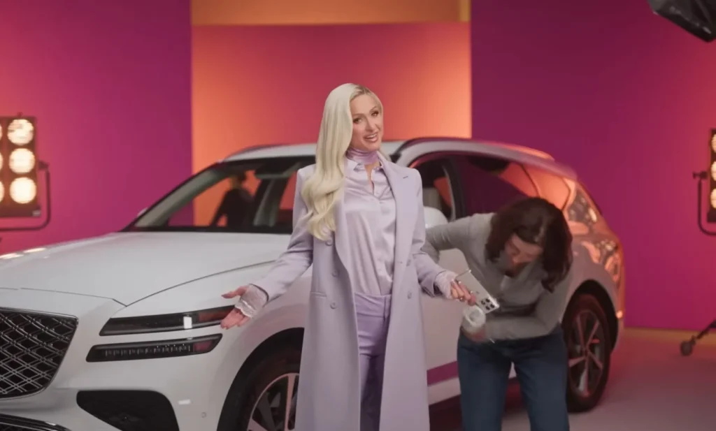 Paris Hilton previews Android Auto with Gemini AI, HD video, Google Maps upgrades and customizable features inside a Genesis GV80